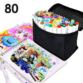 Набір скетч маркерів 80 шт для малювання фломастери для малювання спиртові двосторонні білі