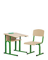 Школьная парта без стула E-163/1 PK одноместная с полкой каркас black (Новый Стиль ТМ) green