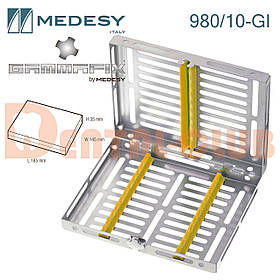 980/10-GI. Бокс із кришкою та жовтим силіконом на 10 інструментів, Medesy (Медесі), Італія