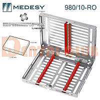 980/10-RO. Бокс із кришкою та червоним силіконом на 10 інструментів, Medesy (Медесі), Італія