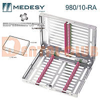 980/10-RA. Бокс із кришкою та рожевим силіконом на 10 інструментів, Medesy (Медесі), Італія