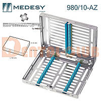 980/10-AZ. Бокс із кришкою та блакитним силіконом на 10 інструментів, Medesy (Медесі), Італія