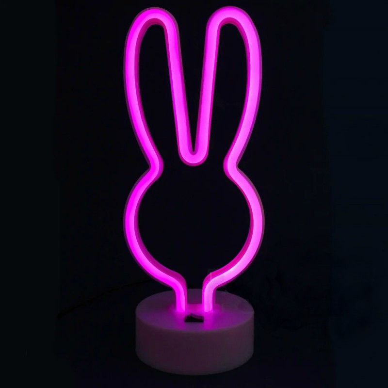 Неоновый светильник ночник декоративный NEON ночная неоновая лампа Кролик BUNNY PINK (102532)