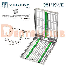 981/19-VE. Бокс із кришкою із зеленим силіконом на 19 інструментів, Medesy (Медесі), Італія