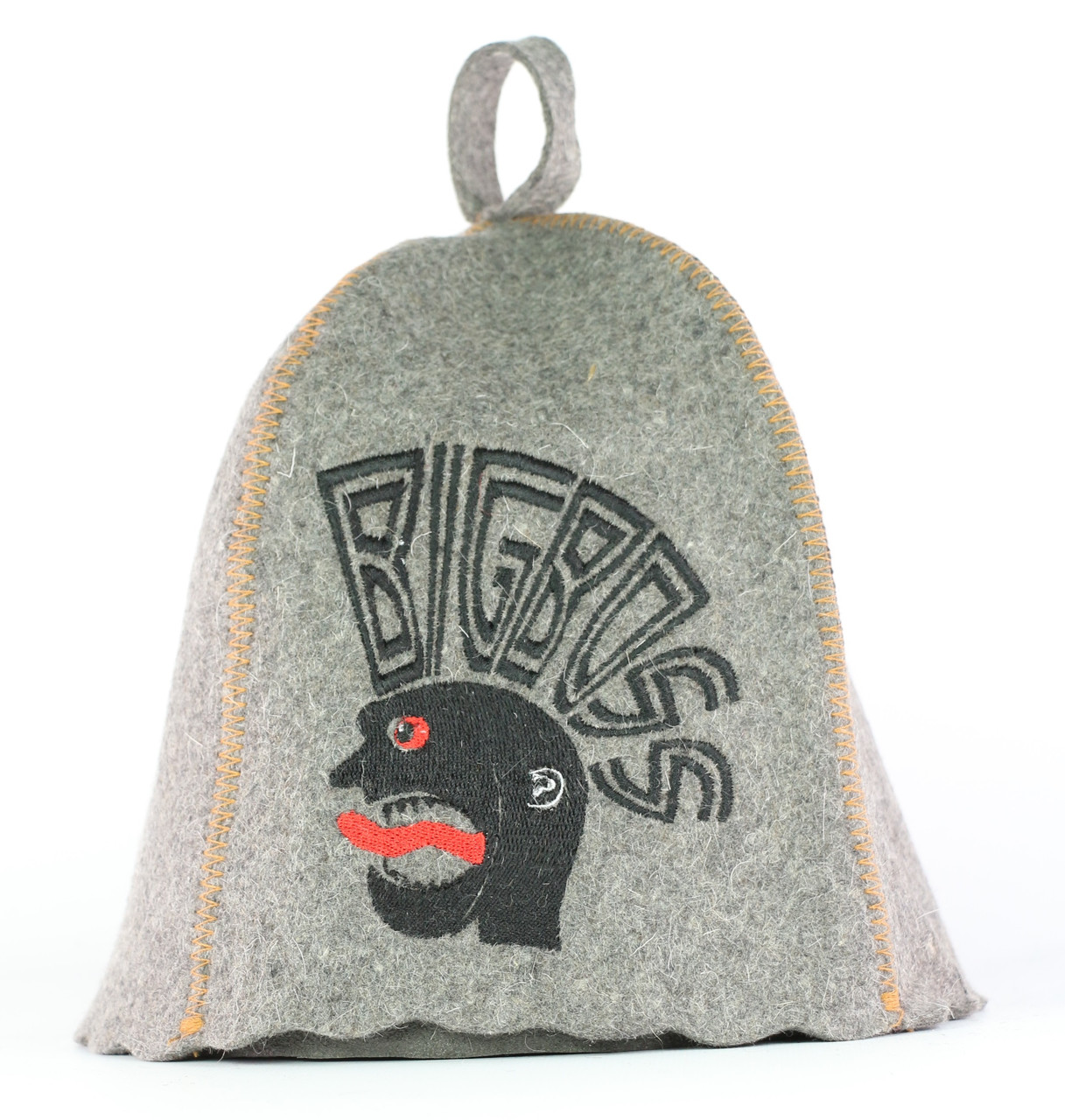 Шапка для сауни з вишивкою 'Big Boss', серый войлок, Sauna Pro