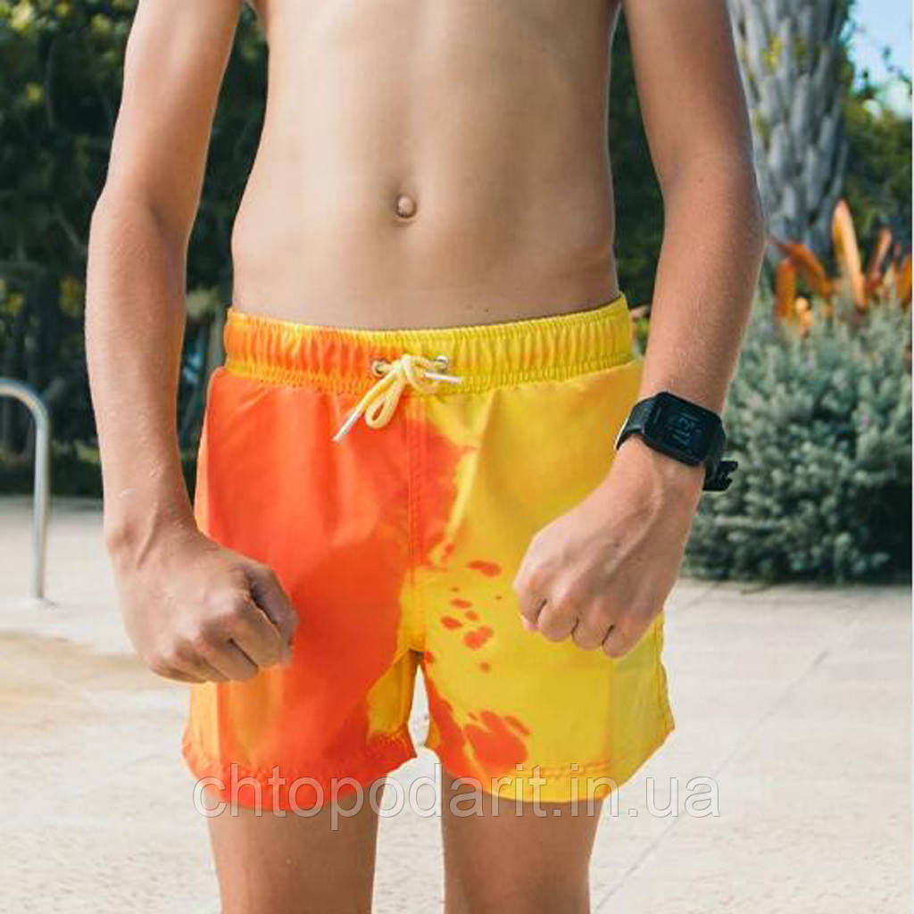 Шорты хамелеон для плавания, пляжные мужские спортивные меняющие цвет жёлто-оранжевые размер L код 26-0006 - фото 2 - id-p1203664362