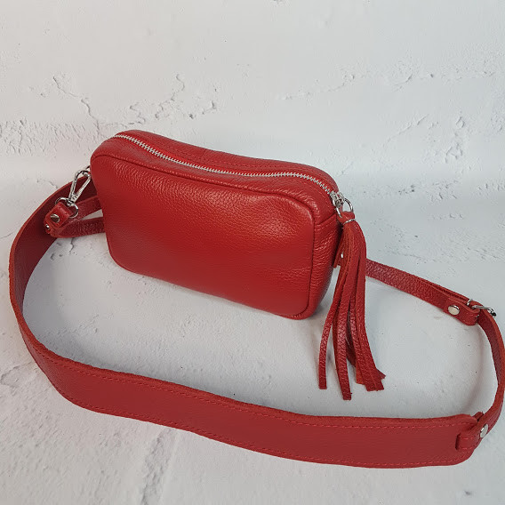 Сумка жіноча "МІА" натуральна шкіра, червона флотар, фото 1