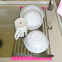 Розкладний килимок-сушарка для посуду KeepHome металевий на мийку 37х23 см, фото 3