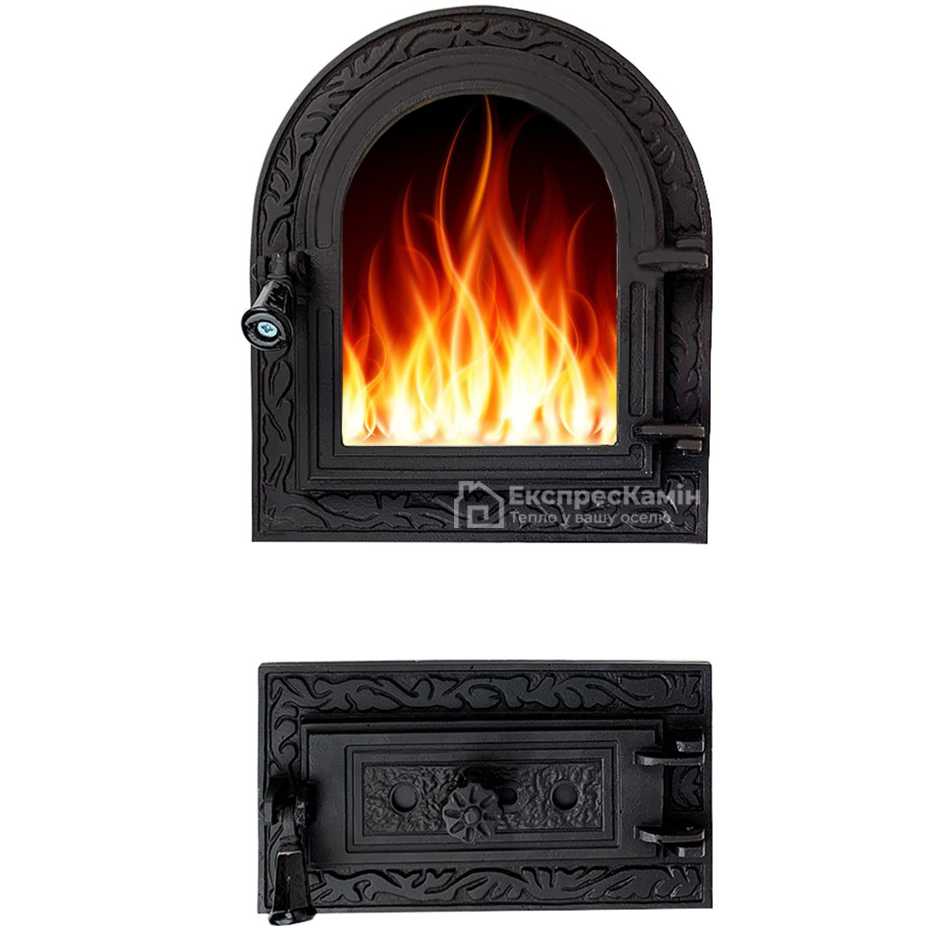 Дверцы печные со стеклом "Linda S" 310х360 мм Чугунные Печные Дверцы ...