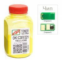 Тонер OKI C301\/321, 50г Yellow+chip AHK (1505328)