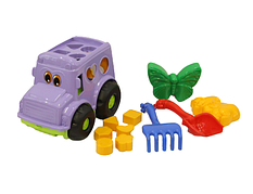 Дитяча пластикова іграшкова машинка для дитини Автобус "Бусик"No2 з набором для пісочниці