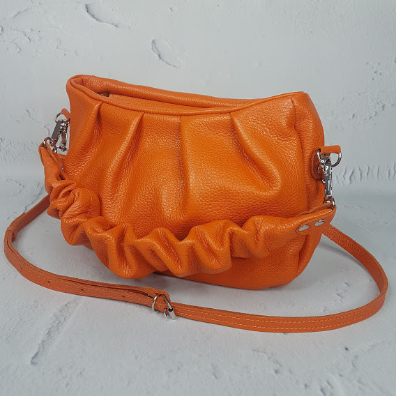 Сумка жіноча "Румба" натуральна шкіра, помаранчевий флотар, фото 1