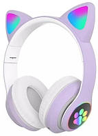 Навушники Bluetooth Cat Ear VZV-23M 7695 з підсвічуванням, фіолетові