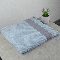 Махровое полотенце с бахромой GM Textile 70х140см Люкс качества 450г/м2 (Голубой)