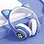 Bluetooth Оригінальні бездротові навушники з котячими LED вушками Cat VZV-23 M BT з MP3 плеєром Сині, фото 2
