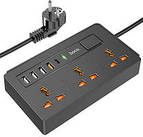 Подовжувач мережевий HOCO DC15 3 розетки, 4USB, QC, 2 м, чорний