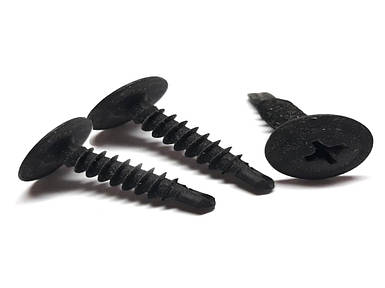 Саморіз по металу з пресс-шайбою чорний зі свердлом 4,2 х 13 мм (1000шт)