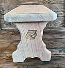 Табуретка з дерева, стілець з тризубом, лавочка з натурального дерева, висотою 25 см, фото 10