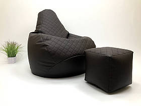 Крісло Крісло Мішок пуфик Груша безкаркасне крісло + Пуф ХL130*90 шоколад