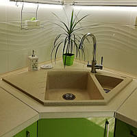 Подвійна кутова мийка MIRAGGIO Europe Sand 11058