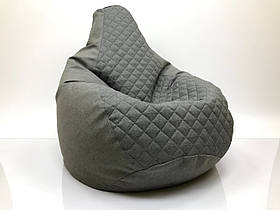 Крісло Мішок, безкаркасне крісло Груша ХХХЛ, колір сірий Рогожка +Ромб. Великий розмір 140*100 см