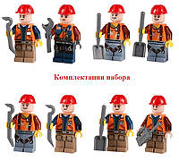 Фигурки рабочих строителей V1, коллекция 8шт BrickArms