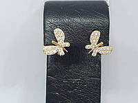 Золотые серьги Бабочки с фианитами. 211007