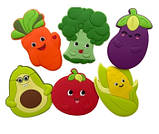 Іграшки для купання на присосках Веселі овочі з ігровим полем (комплект 6 шт) для гри малюків у ванній, фото 2