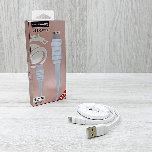 USB кабель KONFULON S32 Lightning 1.2 метра (білий), фото 2