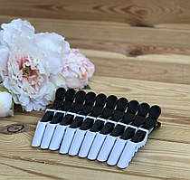 Затискачі для волосся пластмасові "крокодил", білі (Набір 10 шт.)