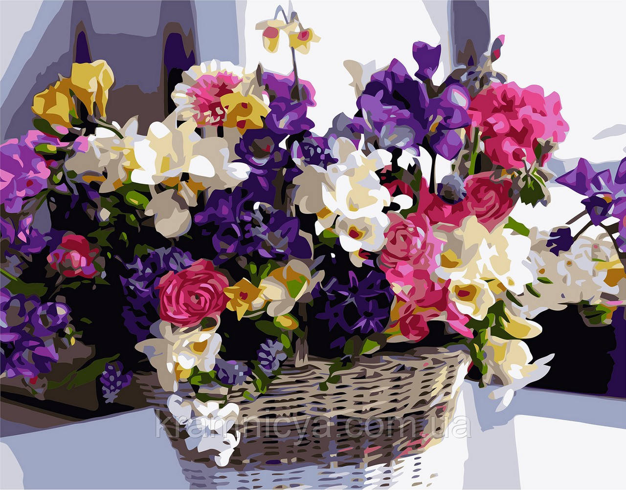 Картина за цифрами Букет квітів у кошику, 40х50 Strateg (VA-0567), фото 1