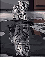 Картина по номерам Кот и тигр, 40х50 Strateg (VA-0500)