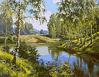 Картина по номерам Река в весеннем лесу, 40х50 Strateg (VA-1528)