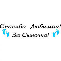 Виниловая наклейка на выписку из роддома - Спасибо, Любимая! За Сыночка!