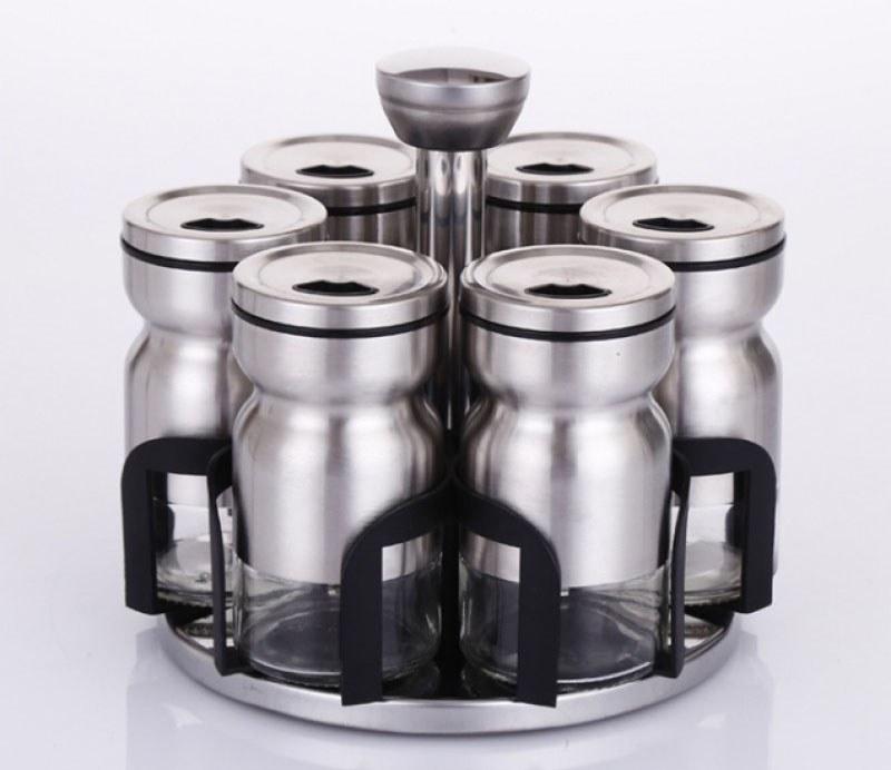 Набір для спецій Empire E‑3171, 7 предметів, скляні баночки на обертовій підставці