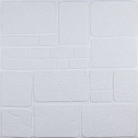 Самоклеюча декоративна 3D панель білий камінь 700x700x6мм