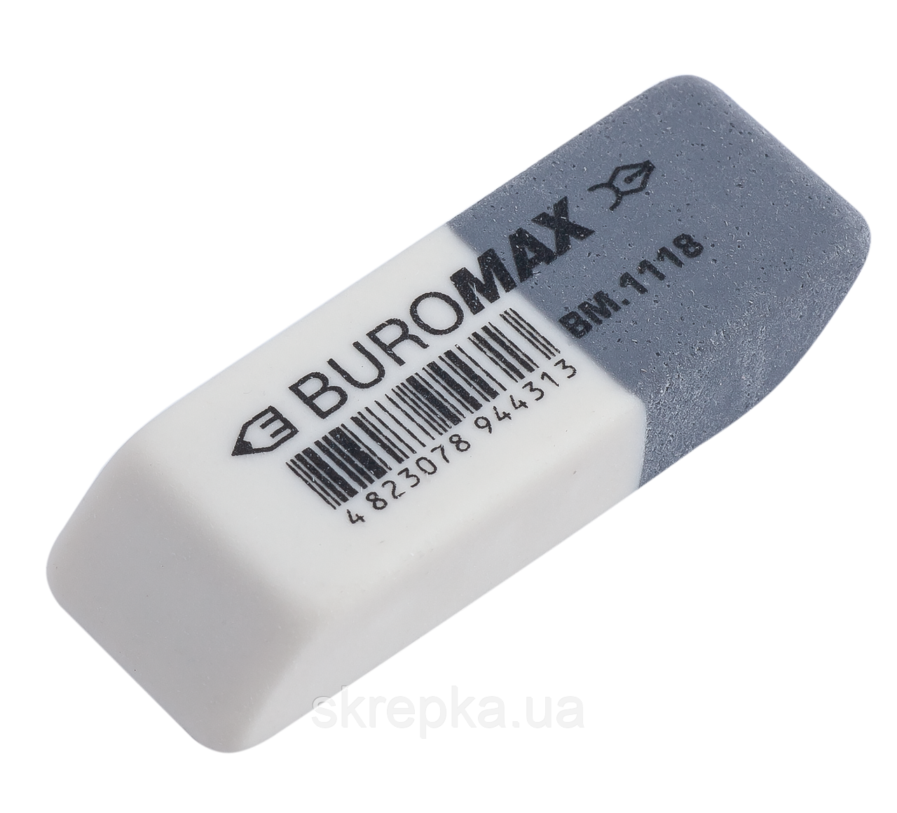 Гумка подвійна з абразивною частиною S біло-сірий Buromax 1118