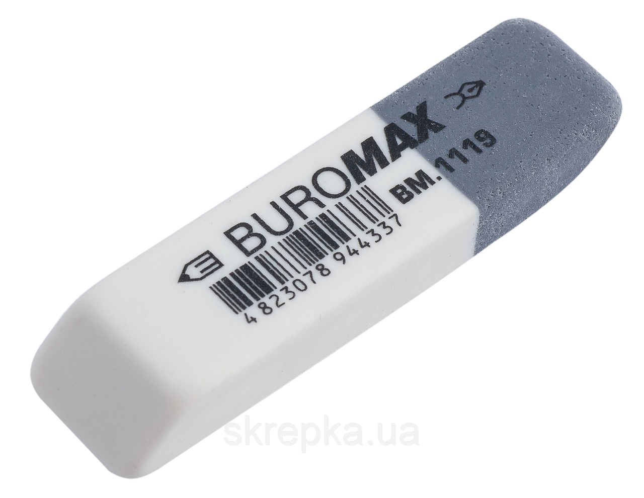 Ластик подвійною з абразивною частиною M біло-сірий Buromax