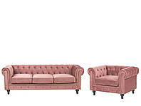 4-местный бархатный комплект Lounge Pink CHESTERFIELD