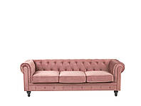 3-х местный бархатный диван розовый CHESTERFIELD