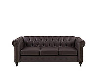 CHESTERFIELD темно-коричневый 3-местный диван из кожзаменителя