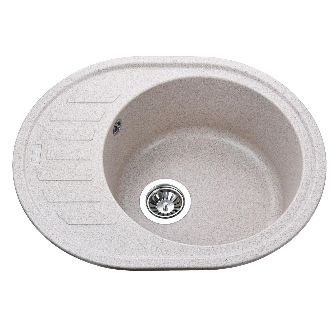 Гранітна мийка Globus Lux ARNO мигдаль 620х500-А0008 овальна, фото 1