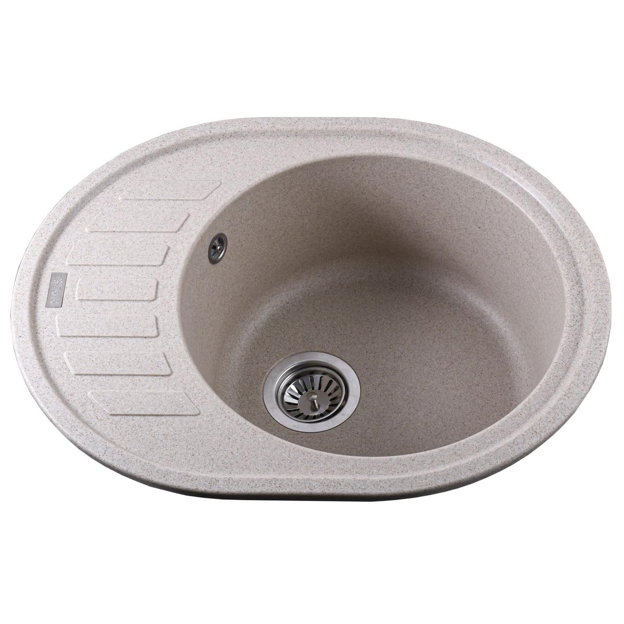 Гранітна мийка Globus Lux ARNO піщаний 620х500мм-А0004 овальна, фото 1