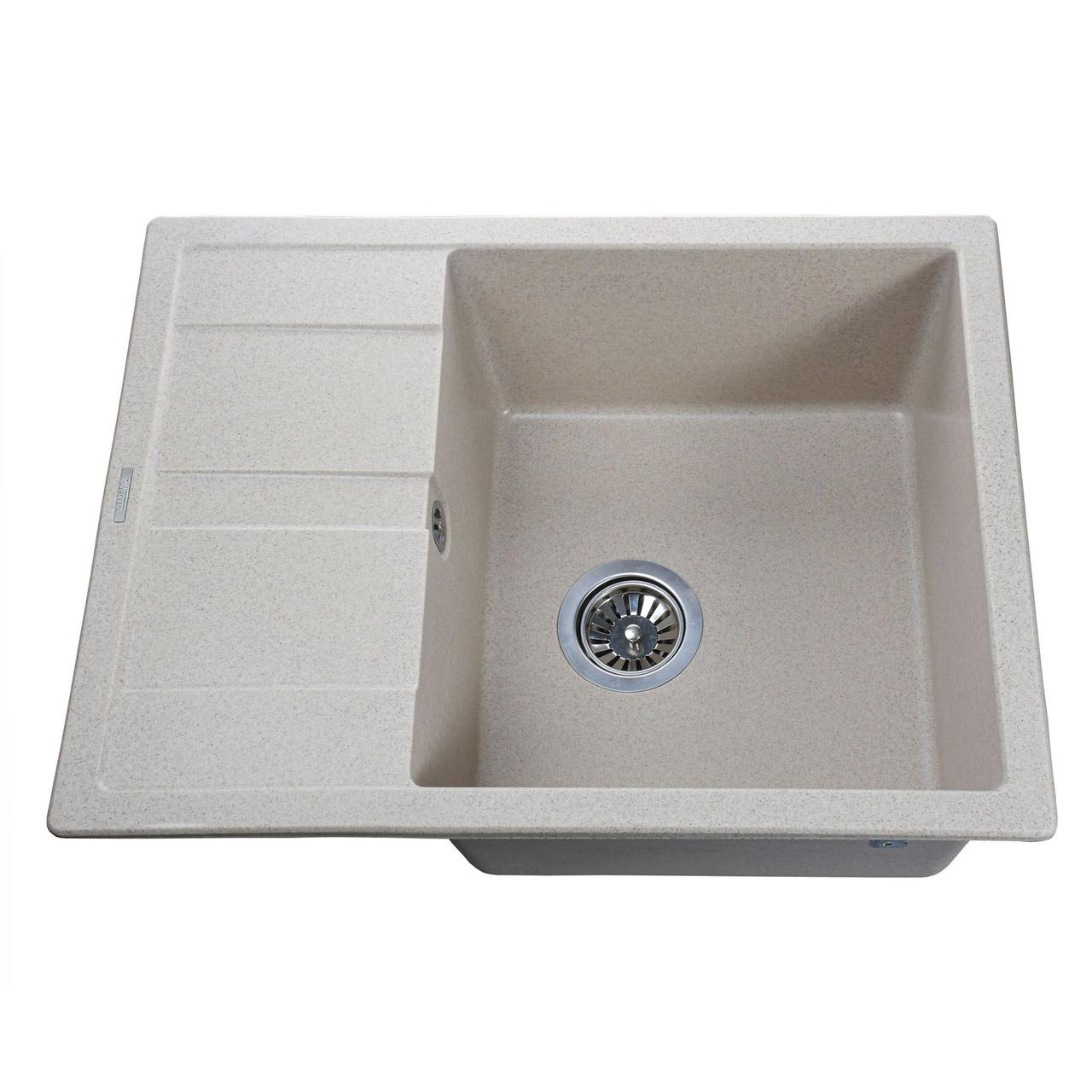 Гранітна мийка Globus Lux ONE піщаний 650х500 прямокутна, фото 1