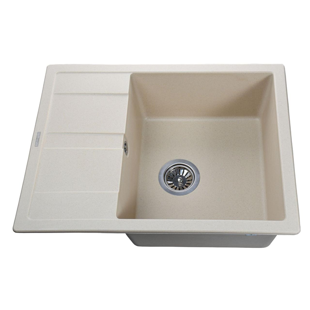 Гранітна мийка Globus Lux ONE слонова кістка 650х500 прямокутна, фото 1