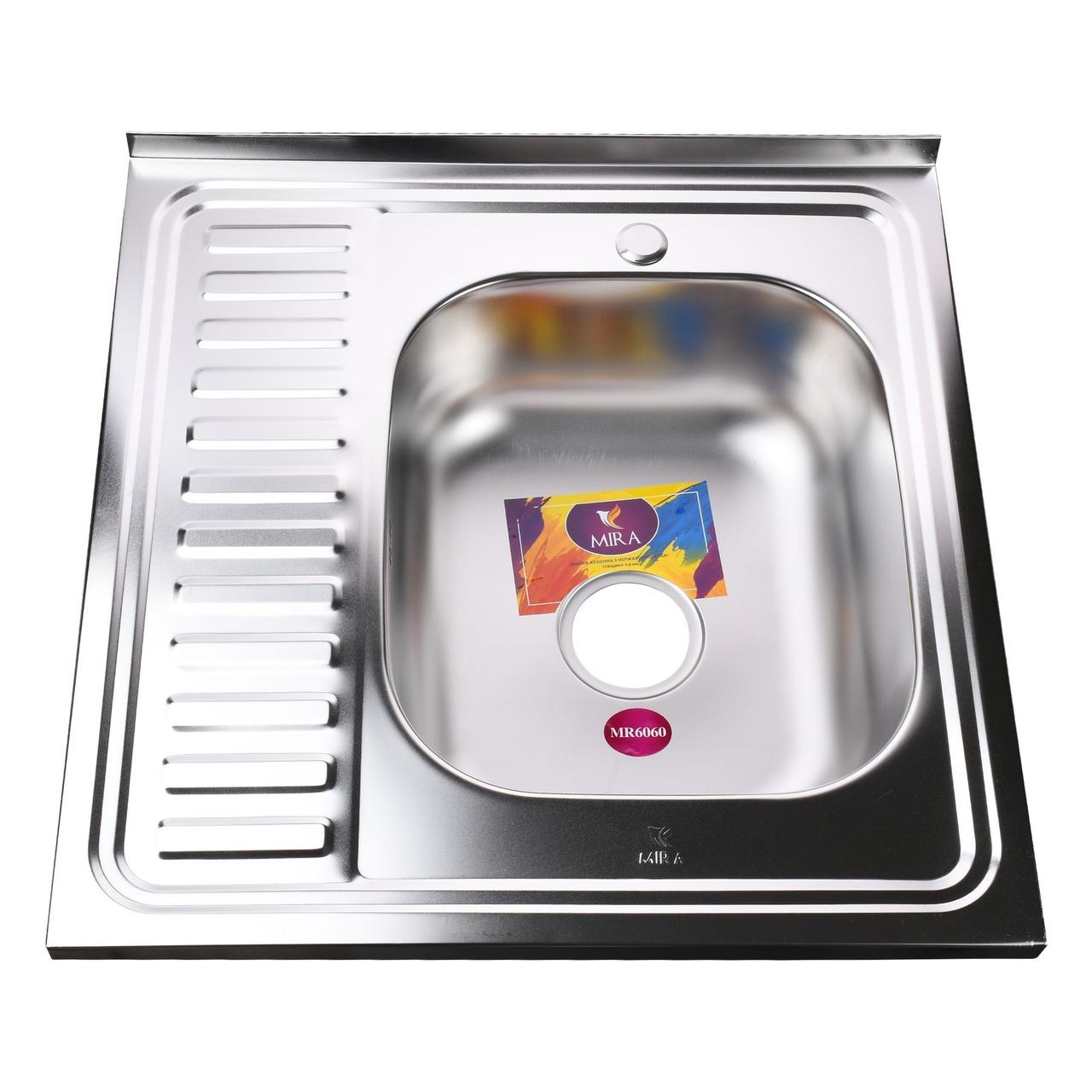 Мийка кухонна накладна Mira MR 6060 R E Satin права, фото 1