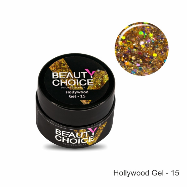 Глітерний гель для нігтів Beauty Choice Hollywood Gel-15, 5 гр.