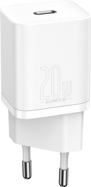 Мережевий зарядний пристрій Baseus Super Silicone PD Charger 20W Type-C White (CCSUP-B02)