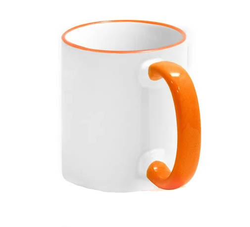 Чашка для сублімації S002 330 мл з помаранчевою ручкою Orange