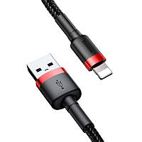 Кабель Baseus Kevlar Cable Lightning - USB 1м. 2 A Red/Black для зарядки телефона (CALKLF-B19) для iPhone